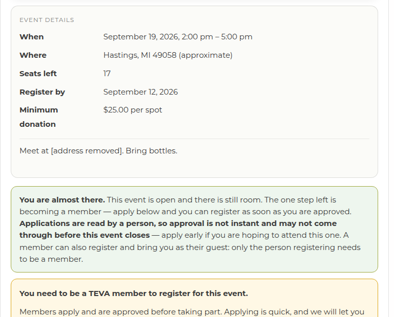 Open for registration and it names the day it closes