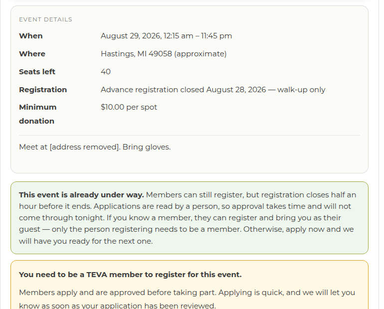 Already under way and members can register until half an hour before it ends