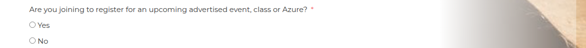 Answer yes here if you are applying so you can come to an event