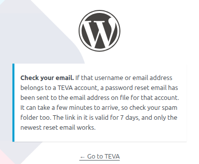This message appears whether or not the account exists